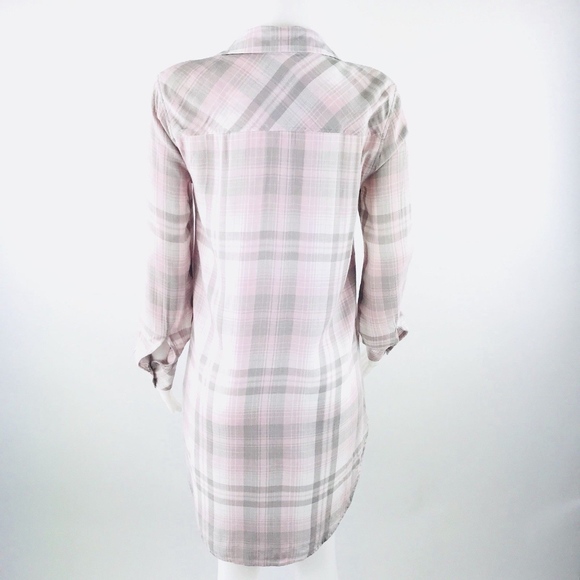 Cloth & Stone Anthropologie Pink Grey Plaid Tunic - Picture 4 of 7